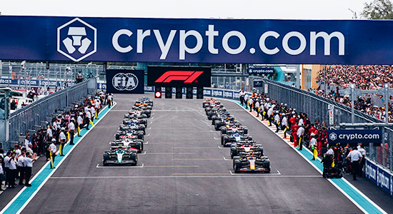 Formula 1 cars at the starting line of the Miami Grand Prix