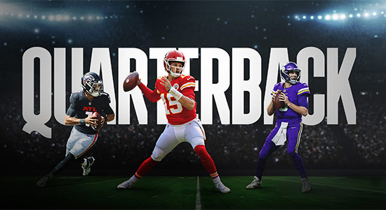 A promo image for the Netflix series "Quarterback" featuring Patrick Mahomes